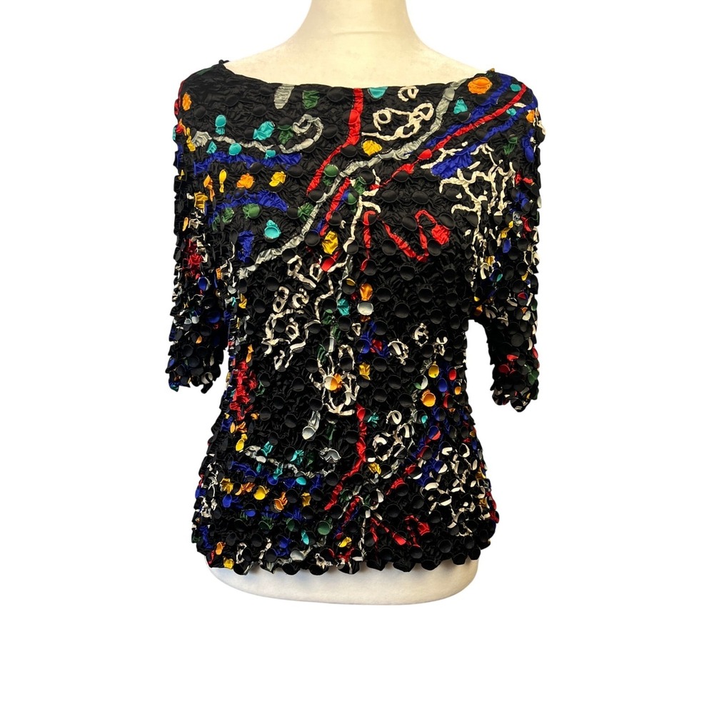 UBU I'll Be Me Abstract‎ Crinkle Bubble Top Size M/L Art Teacher Art-to-Wear